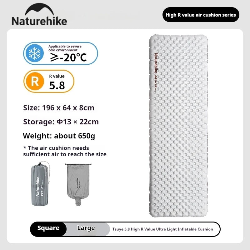 Naturehike R5.8 Inflatable Mattress Thermal Insulation Air Cushion for Hiking Outdoor Sleeping Bed Pad Ultralight Folding Mat