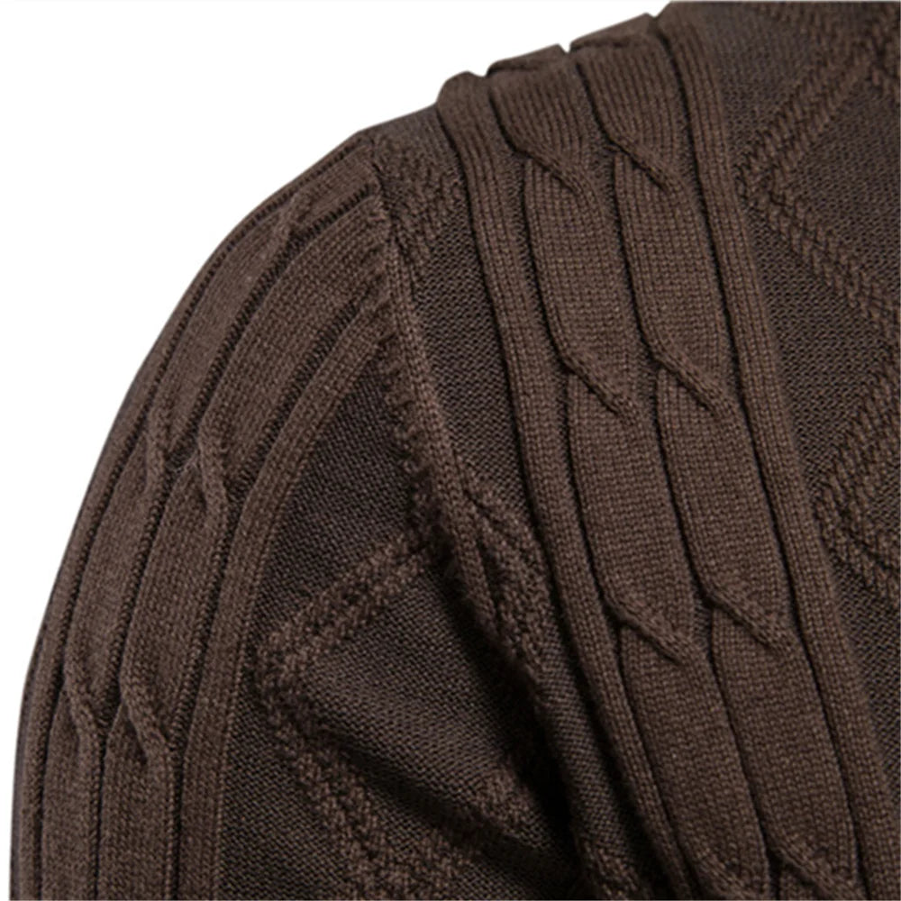 Katoenen Argyle Cardigan Heren Casual Enkelrijs Effen Kleur Zakelijke Heren Cardigans Nieuwe Winter Mode Trui Man