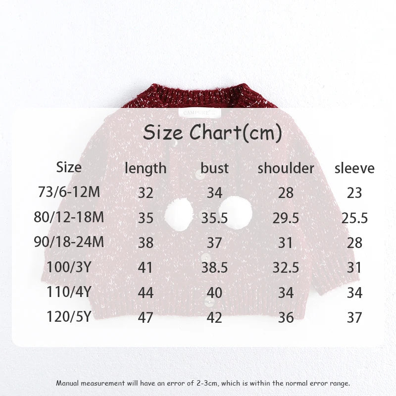 New Year Fashion Knitwear Children's Sweater Boys Loose Cardigans Coat Autumn Winter Girls Knitted Retro Outwear For Kids 0-5Y Unisex