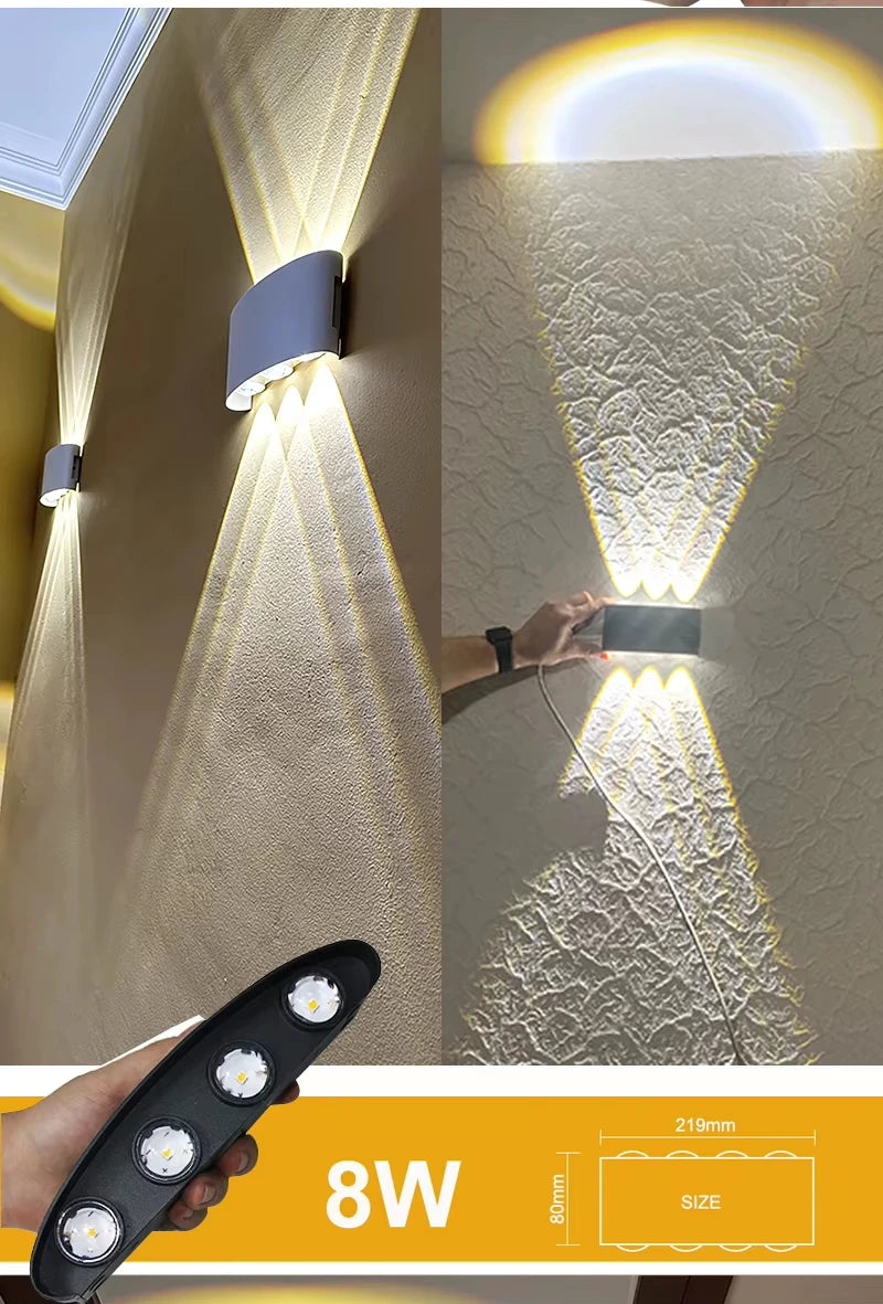 Aluminum Interior Wall Light Waterproof IP65 LED Wall Lamp Outdoor Garden Lights Bedroom Living Room Loft Decor Stairs Lighting