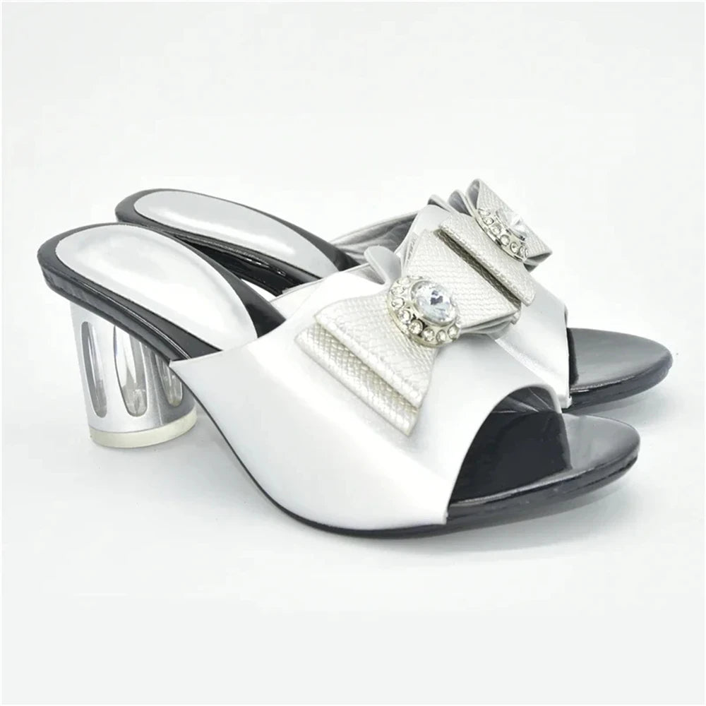 Ladies Bridal Wedding Nigeria Shoes with Rhinestones Italian High Heels Wedding Slippers Italian Women Party Pumps
