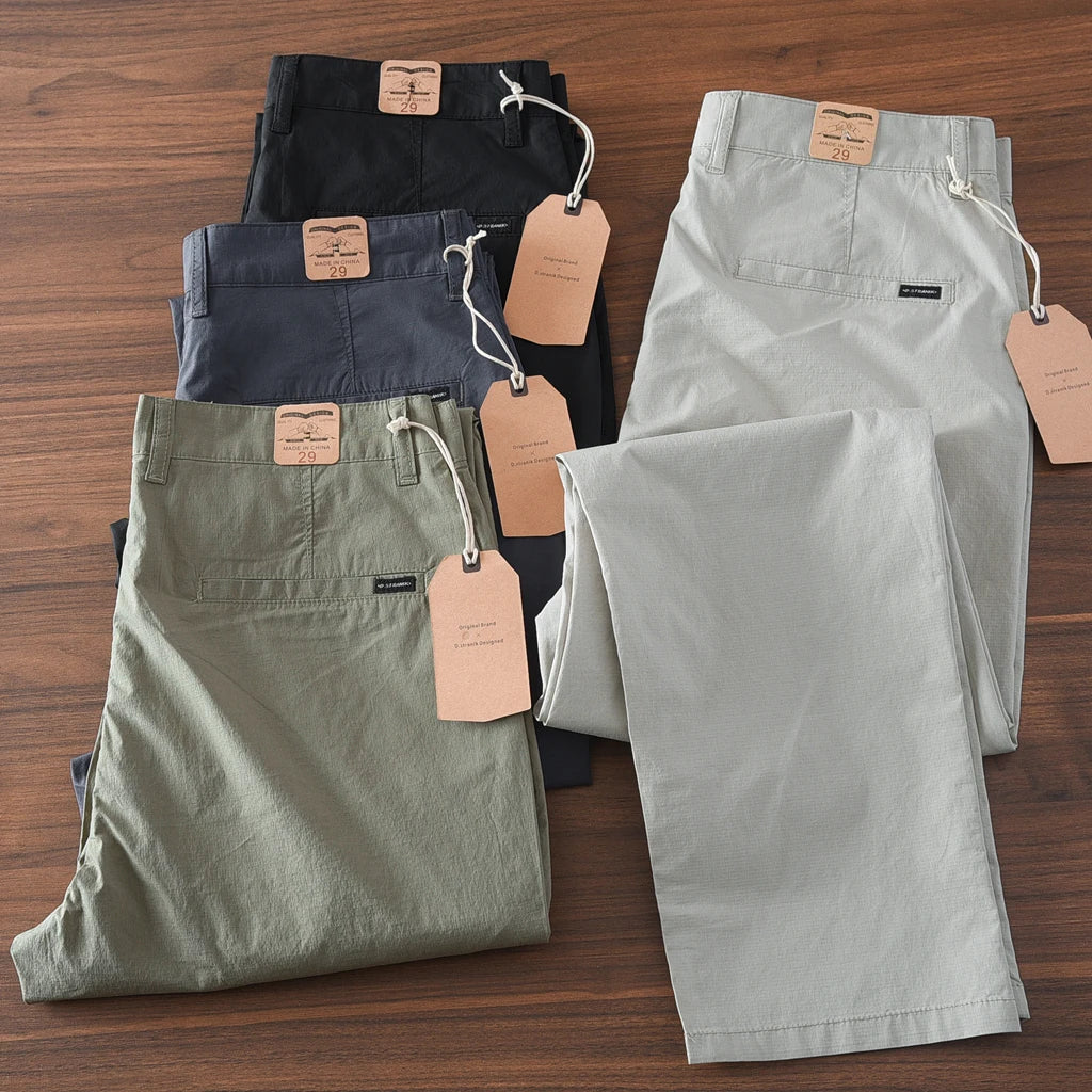 2025 Zomer Nieuwe Amerikaanse Retro Dunne Snel drogende Ice Silk Stretch Broek Heren Eenvoudige Chino Business Casual Rechte Broek