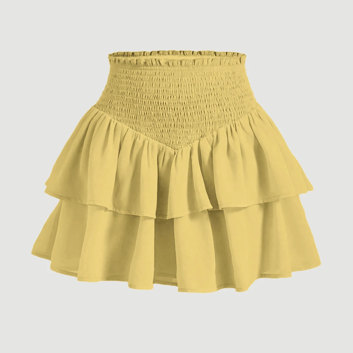 Dames minirok met hoge taille, peplum, gelaagd, casual, alle seizoenen, basic, effen, preppy, uitlopende A-lijn rokken