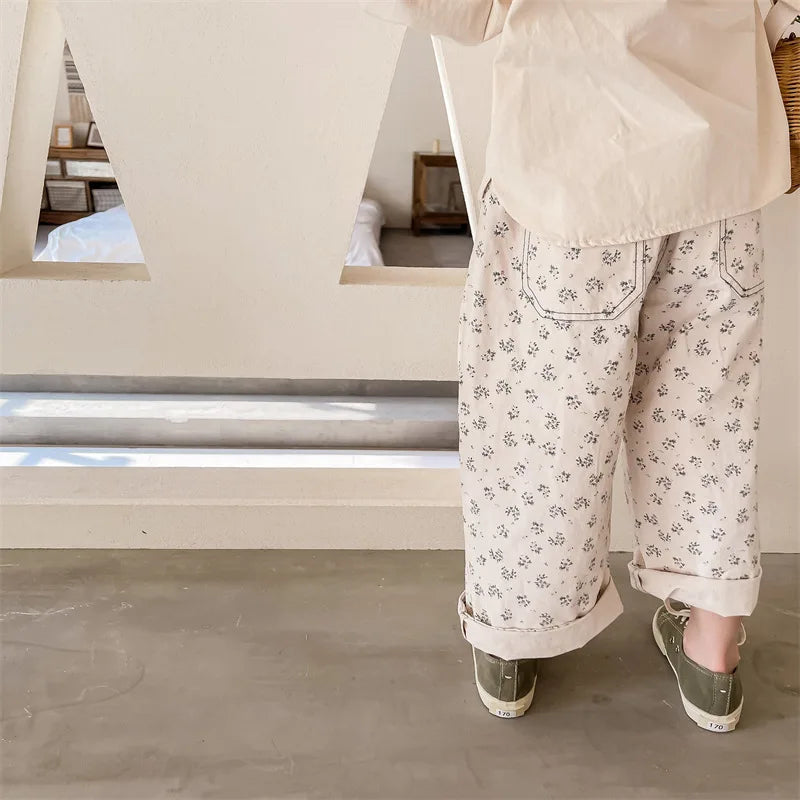 Autumn Kids Pants Floral Girls Boys Trousers Children's Clothes 12M-6T Unisex