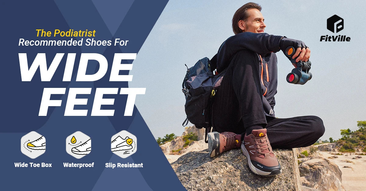 Men's Wide Hiking Shoes Water Repellent Lightweight Outdoor Climbing Shoes Trekking Trails Sneakers for Arch Support