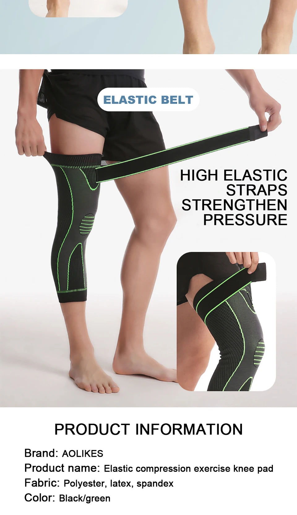 Sport Full Leg Compression Sleeves Knee Braces Support Protector for Weightlifting Arthritis Joint Pain Relief