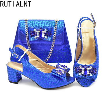 Luxury Italian Shoes and Bag Set for Women Wedding Bride Shoes Woman Nigeria Bag and Shoe Set Decorated with Rhinestone