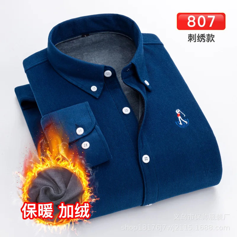 Reversknopf Allgleiches Stickerei Warme Hemden Herrenbekleidung Herbst Neue Übergroße Casual Tops Lose Koreanische Hemd