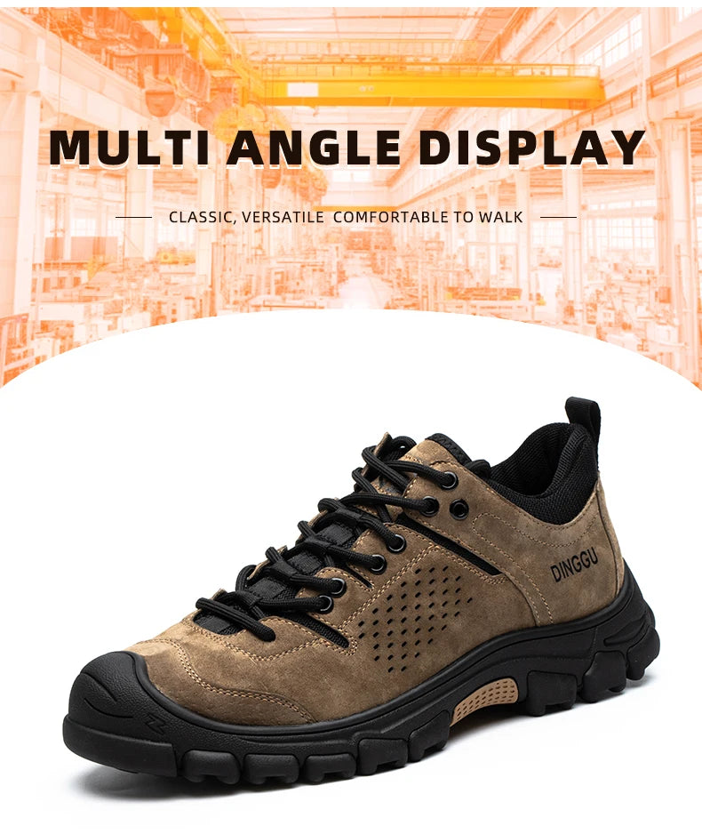 EOCENE Men’s Steel Toe Safety Work Shoes – Lightweight Anti-Smash & Puncture-Resistant Industrial Sneakers