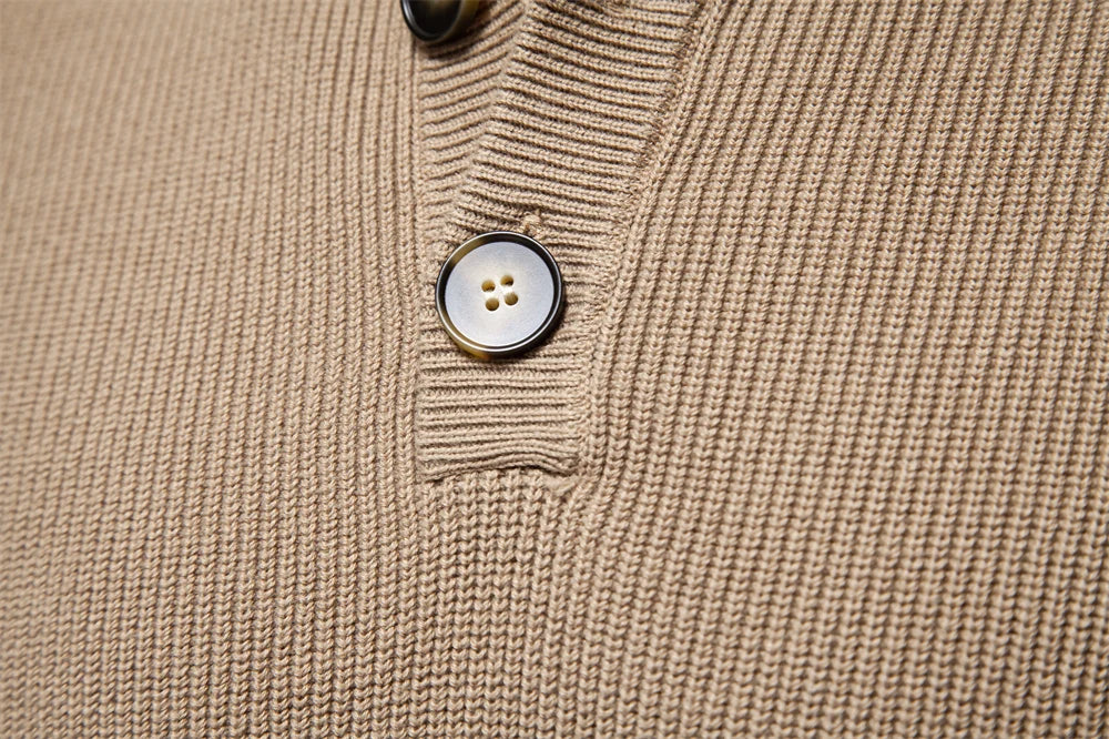 Men's Mock Neck Button-Up Cotton Pullover Sweaters Casual Social Knitted Turtleneck Autumn Winter Sweaters for Men