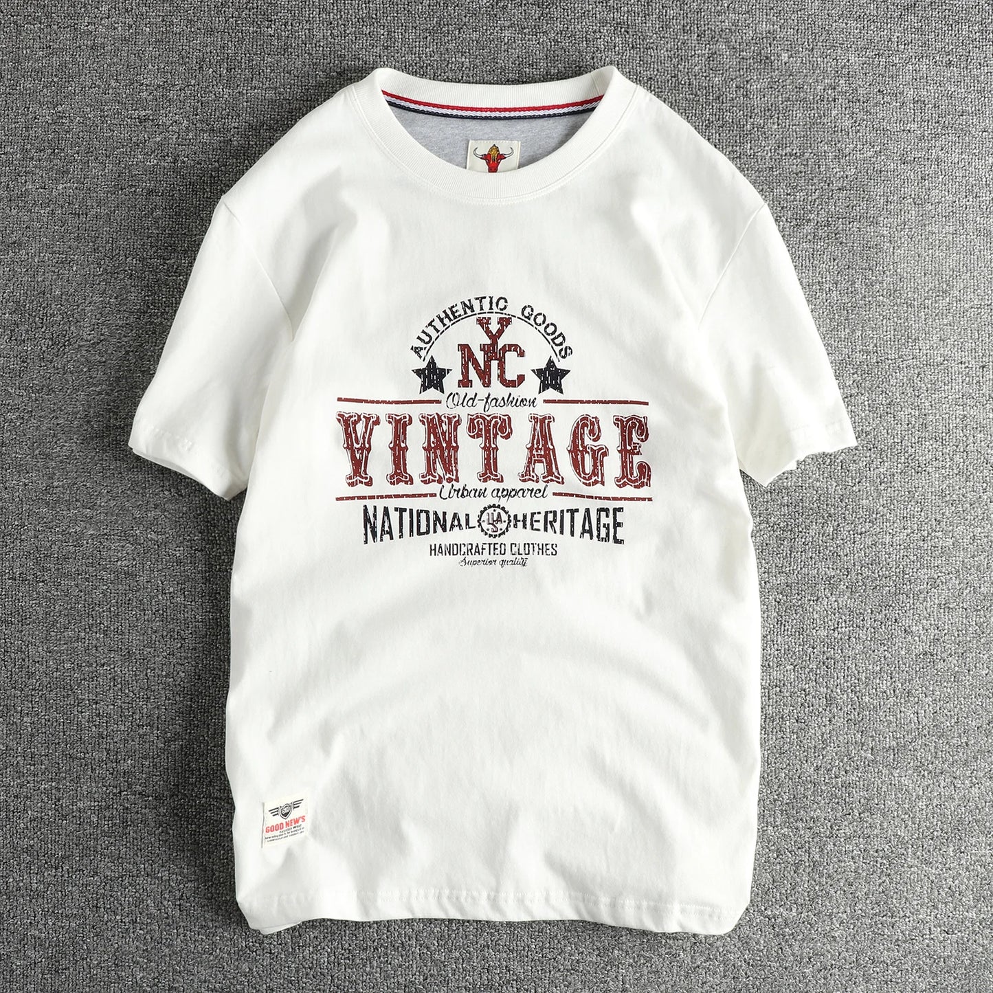 2025 Zomer Nieuw Amerikaans Retro Korte Mouw O-hals Letter Gedrukt T-shirt Herenmode 100% Katoen Gewassen Casual Jeugd Tops
