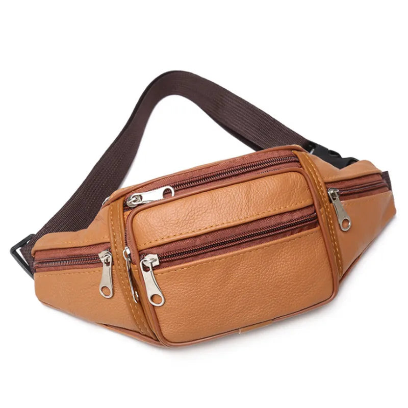 Men’s PU Leather Waist Bag – Luxury Fashion Fanny Pack & Crossbody Belt Bag for Travel & Everyday Use