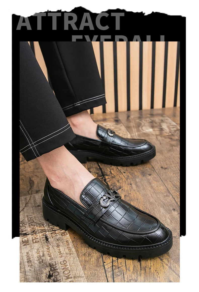 Men Height Increasing Casual Loafers Thick Bottom Male Dress Formal Shoes Slip-on Adult Leisure Loafers