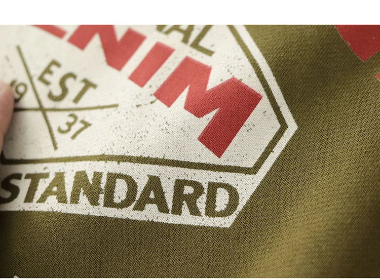 Autumn New American Retro Heavyweight 500g Letter Printed Sweatshirts Men's Fashion 100% Cotton Washed Pullover Casual Sportwear