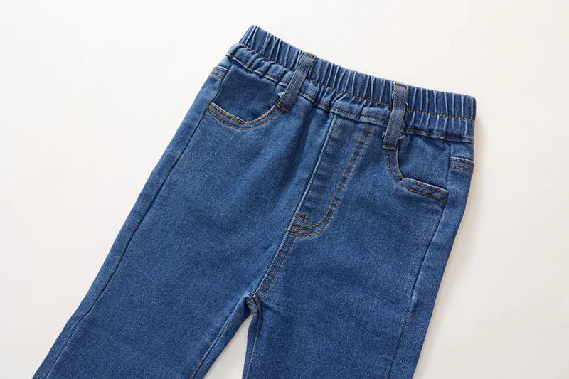 New Autumn Kids Jeans Girls Cute Slim Fit Denim Flared Pants Children Simplicity Blue Skinny Trousers 1-6Y 2-7T Girls