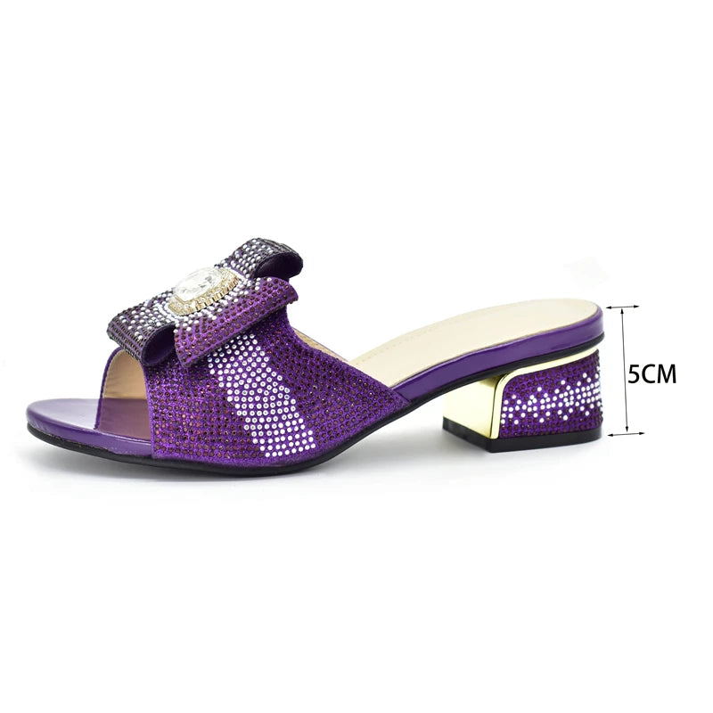 2025 Italian Shoes and Bags Matching Set with Rhinestone Bride Wedding Set African Party Shoes for Women