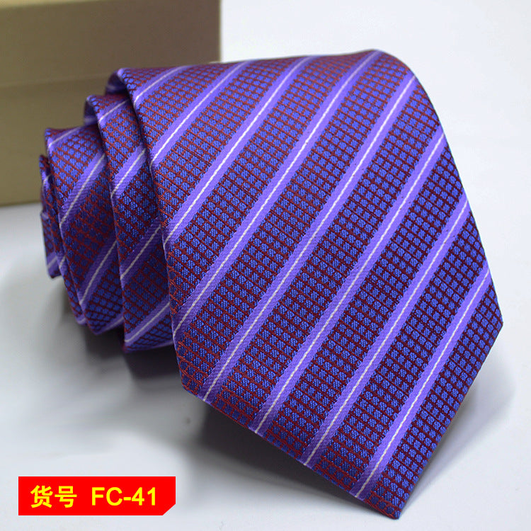 Men's Solid Color Stripe Floral Jacquard Necktie 7-8cm Width Fashionable Daily Wear Cravat for Wedding Party Gift