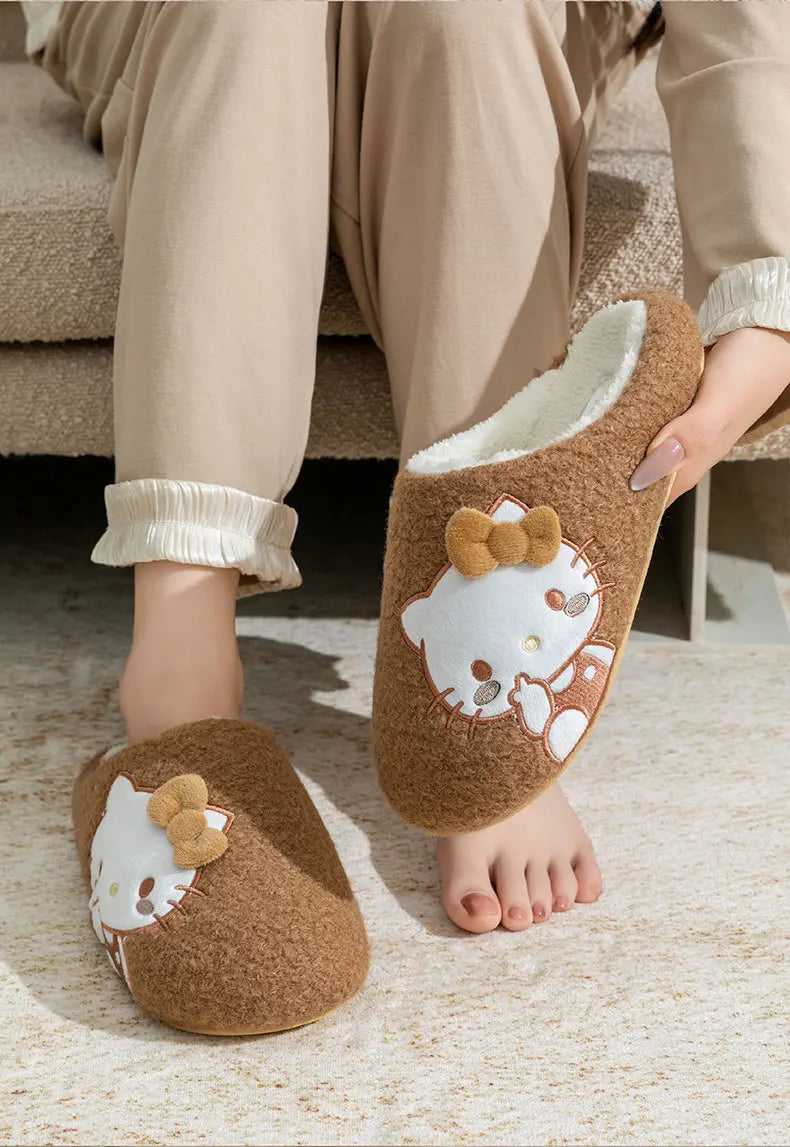 Kids' Slippers House Shoes Cartoon Kuromi Winter Shoes Warm Anti-Slip Soft Bottom Shoes For Girls Size 36-41