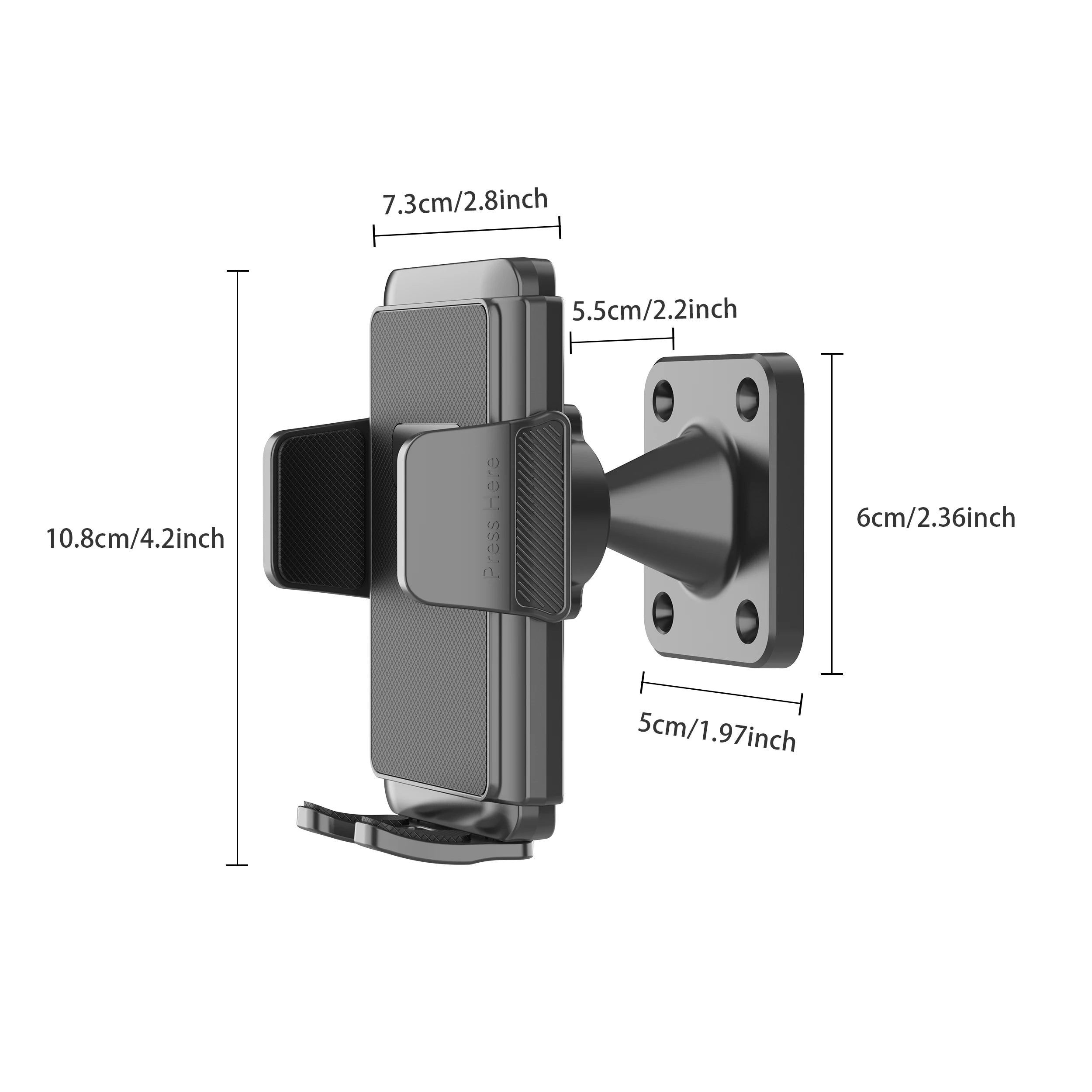 Wall Mount Phone Holder for Truck/Car/Boat/Wall/Desk,Compatible All Smartphone with 3.5~7.5 inch,360 Degree Free Rotation