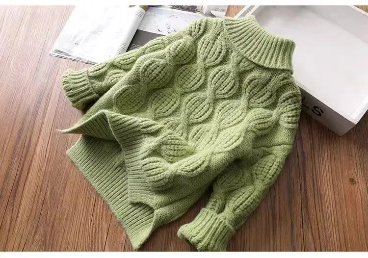 Kids Sweaters Turtleneck Girls Boys Knitwear Children Pullover Warm Kids Base Tops 2-8Y Unisex