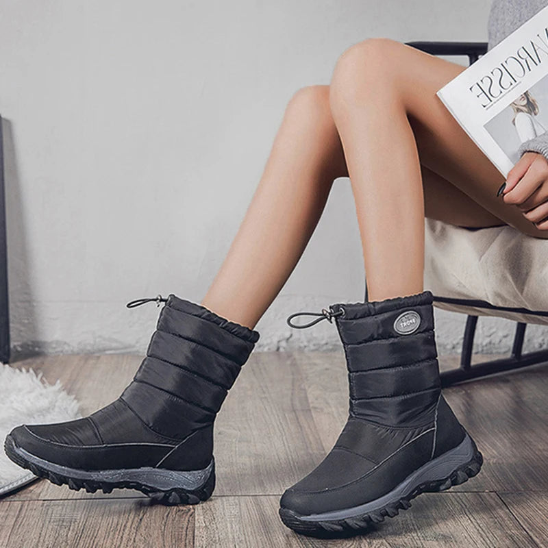 Women Boots Snow Plush Ladies Shoes Waterproof Women Shoes Zipper Boots Ladies Keep Warm Soft Botas Mujer Women's Winter Shoes