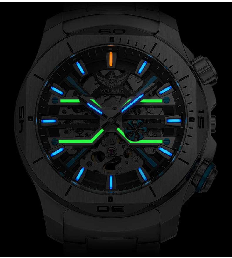 Yelang Men Dress Watch 44mm Vintage Dial Retro Business Luxury Sapphire Japan 8N40 Automatic Mechanical Waterproof 30Bar Reloj