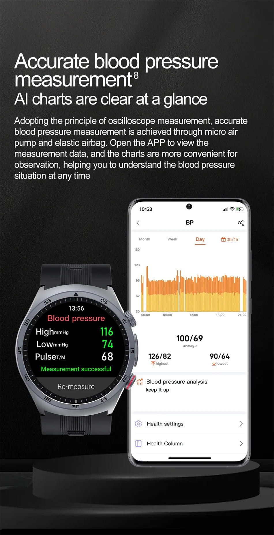 ECG Unisex Health Grade Smart Watch Air Pump Blood Pressure Blood oxygen ECG+PPG Bluetooth Call NFC Smartwatch For Men & Women