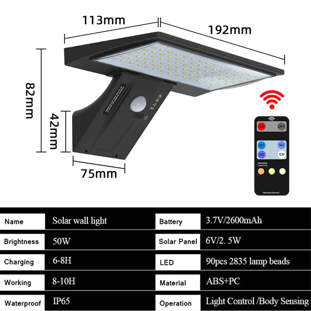 Solar Outdoor Lamps Garden Wall Motion Sensor Street Lawn Light IP 65 Waterproof Warm White Courtyard Solar Power Spotlighting