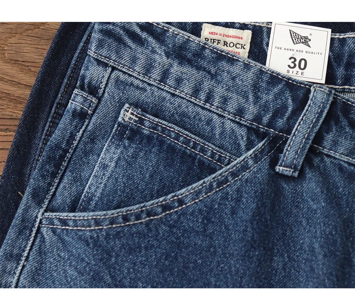 2025 Lente Nieuwe Amerikaanse Retro Primaire Kleur Denim Jeans Heren Eenvoudige 90% Katoen Gewassen Oude Casual Losse Rechte Wijde Broek