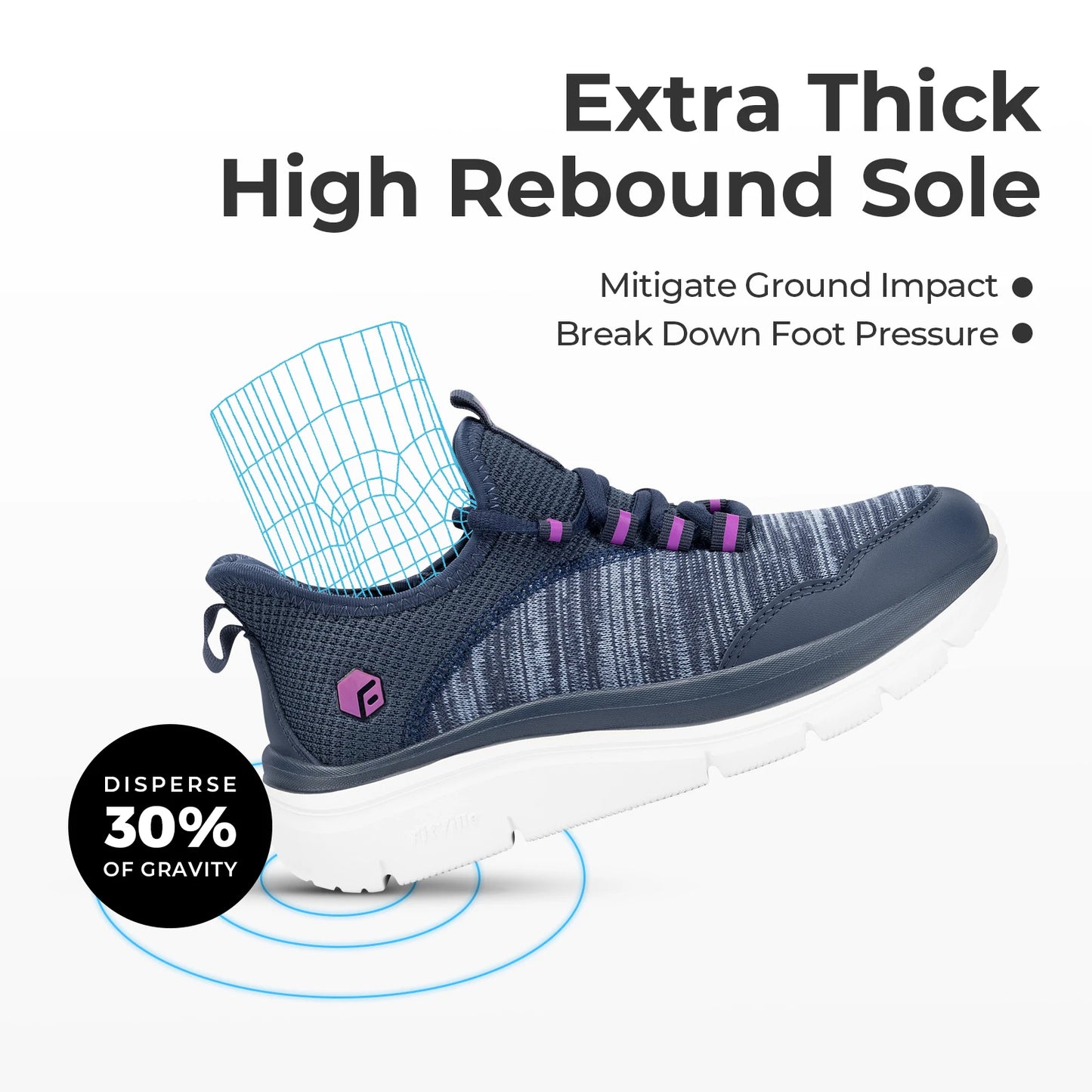 Women's Wide Foot Slip-On Sneakers Hands-Free Running Shoes Walking Shoes for Fat Feet Flat Feet Plantar Fasciitis
