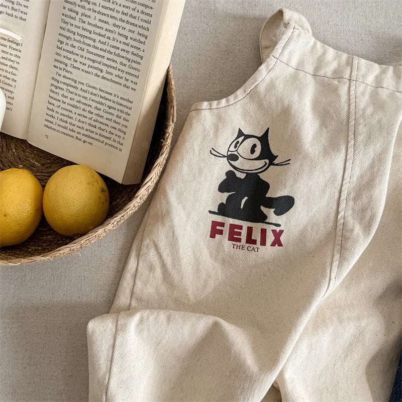2025 Lente Nieuwe Kinderen Losse Overalls Katoen Baby Meisjes Jongens Cartoon Print Wijde Pijpen Broek Jongens Band Broek Kinderen Casual Broek 4-6Y Unisex