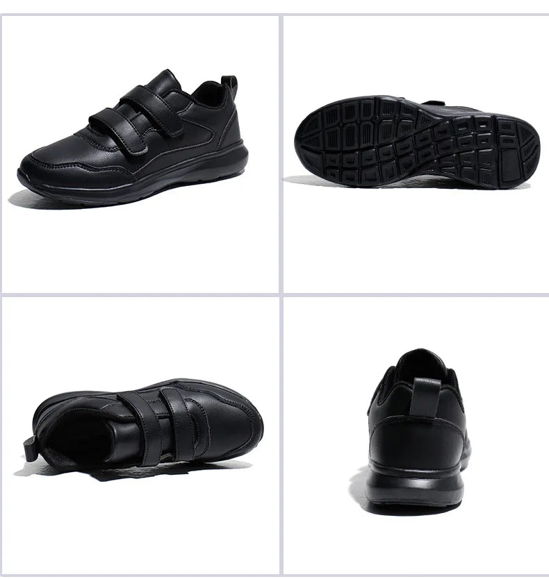 Student Sneakers Unisex White Shoes Magic Buckles Lightweight Couple Shoes for Sports School Dance Running