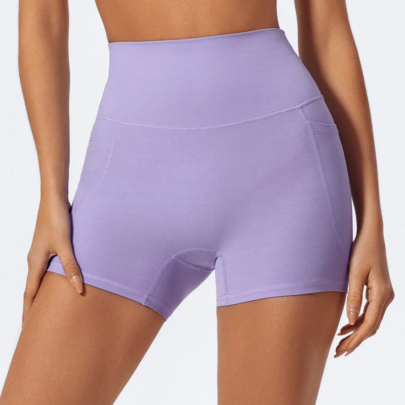 Pockets Workout Gym Legging Women Cycling Shorts Quick-Dry Yoga Clothes Breathable High Waist Sports Shorts Female