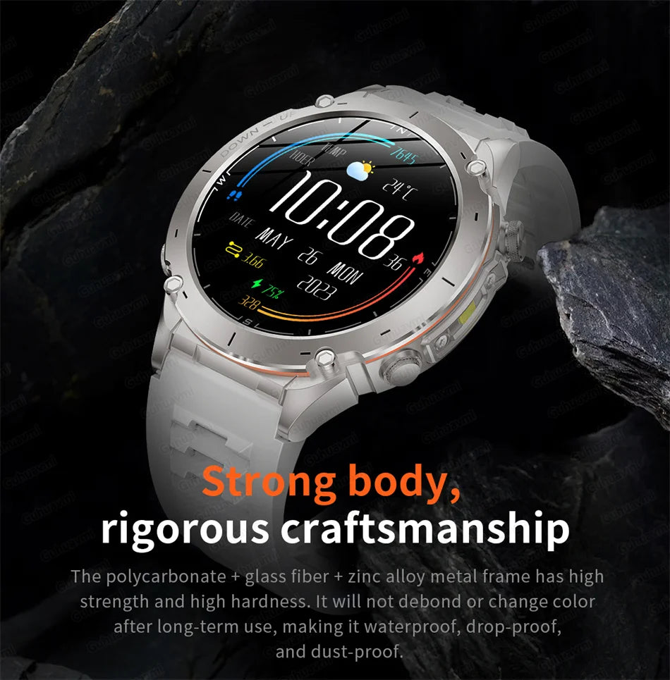 2025 Nieuwe robuuste militaire GPS Smart Watch Ingebouwde GPS Tracker Kompas Sport Fitness Tracking Smartwatch - Compatibel met HUAWEI &amp; Xiaomi IOS
