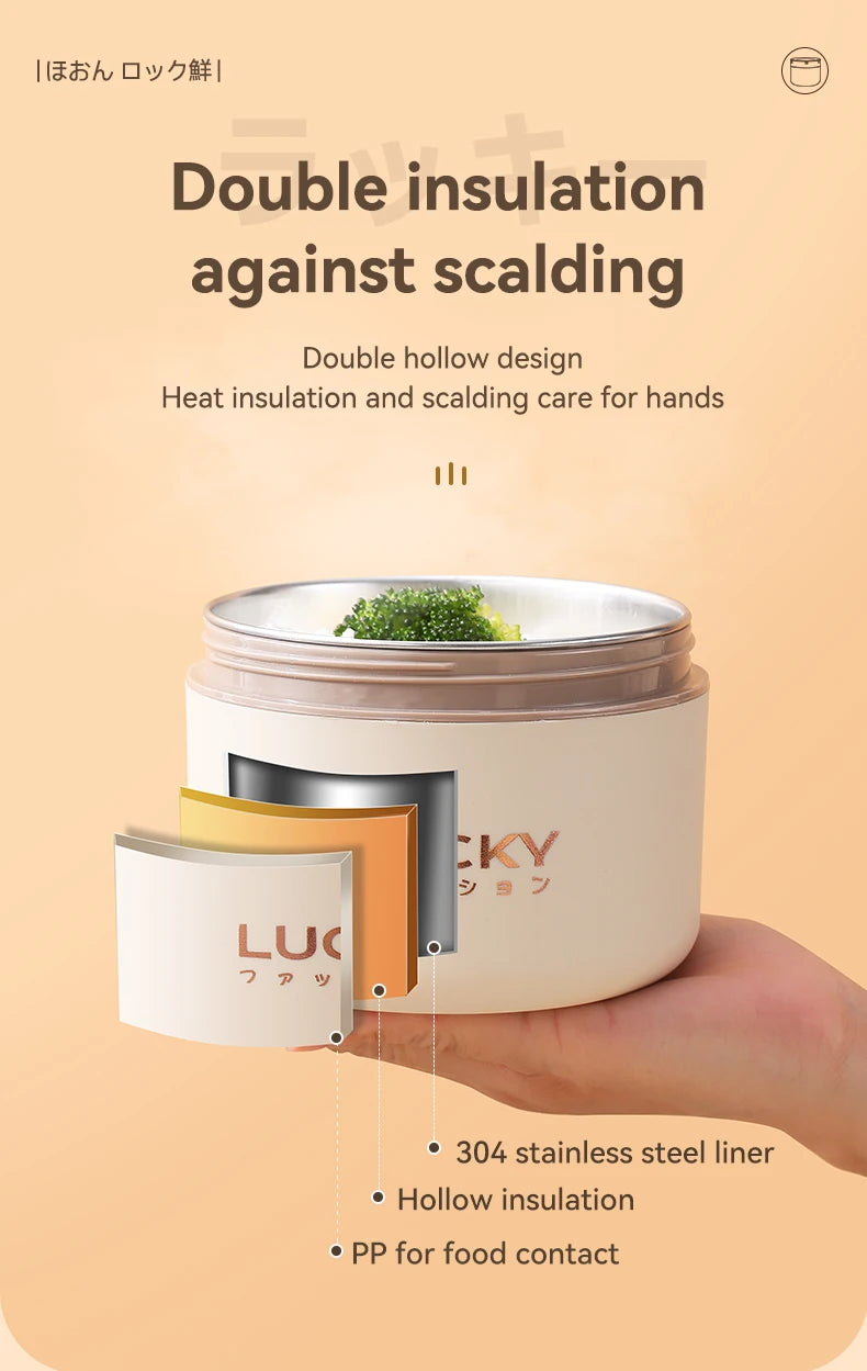 WORTHBUY Bento Lunch Box Set, Portable Keep Warm Lunch Container With Insulated Bag, 18/8 Stainless Steel Thermal Food Container