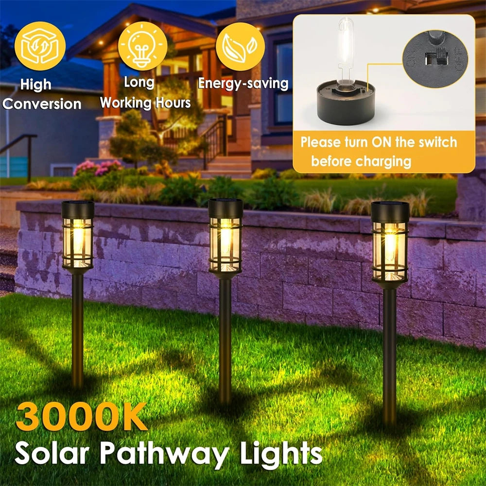 2 stuks waterdichte, op zonne-energie werkende padverlichting voor oprit, tuin, gazon, patio en decoratie.
