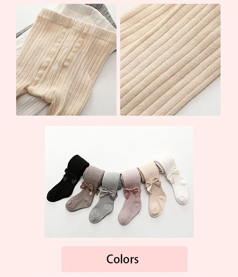 Autumn Kid's Pantyhose Girls Leggings New Born Baby Big Bow Legging Multi Colours Children's Vertical Striped Base Pants Girls