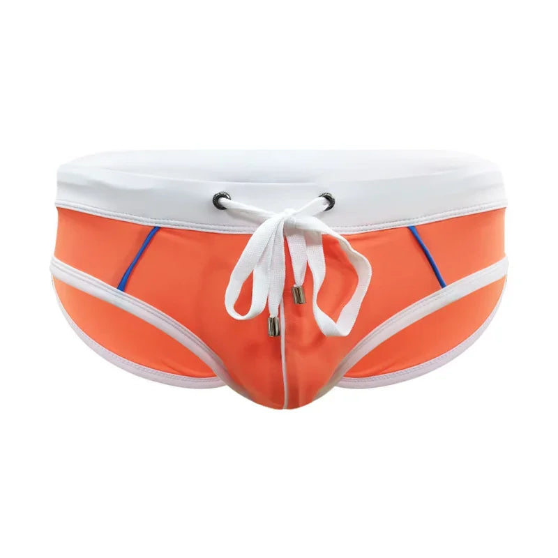 Men’s Printed Swim Briefs – Low Waist Padded Swimsuit for Beach, Pool & Summer Sports