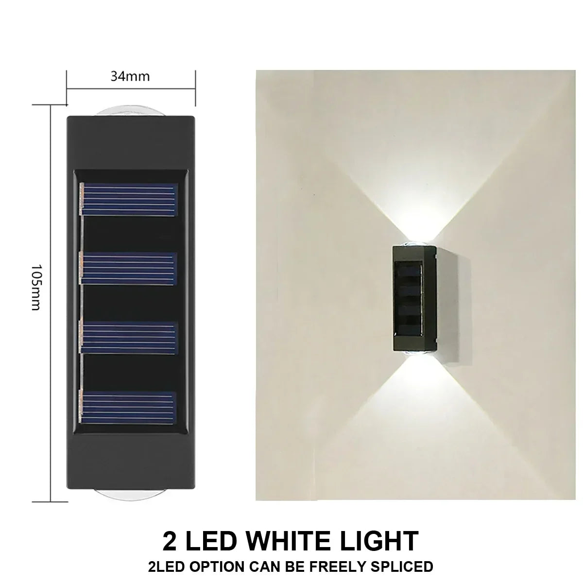 Buitenzonne-LED-wandlampen, waterdichte LED-zonnelamp, op- en neergaande lichtgevende verlichting voor tuin, balkon, tuin, straatdecoratielampen
