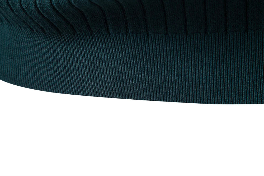 Men's Turtleneck Sweater Solid Colour With Striped Pullover Warm Knitwear Winter Casual High Quality Male Sweater