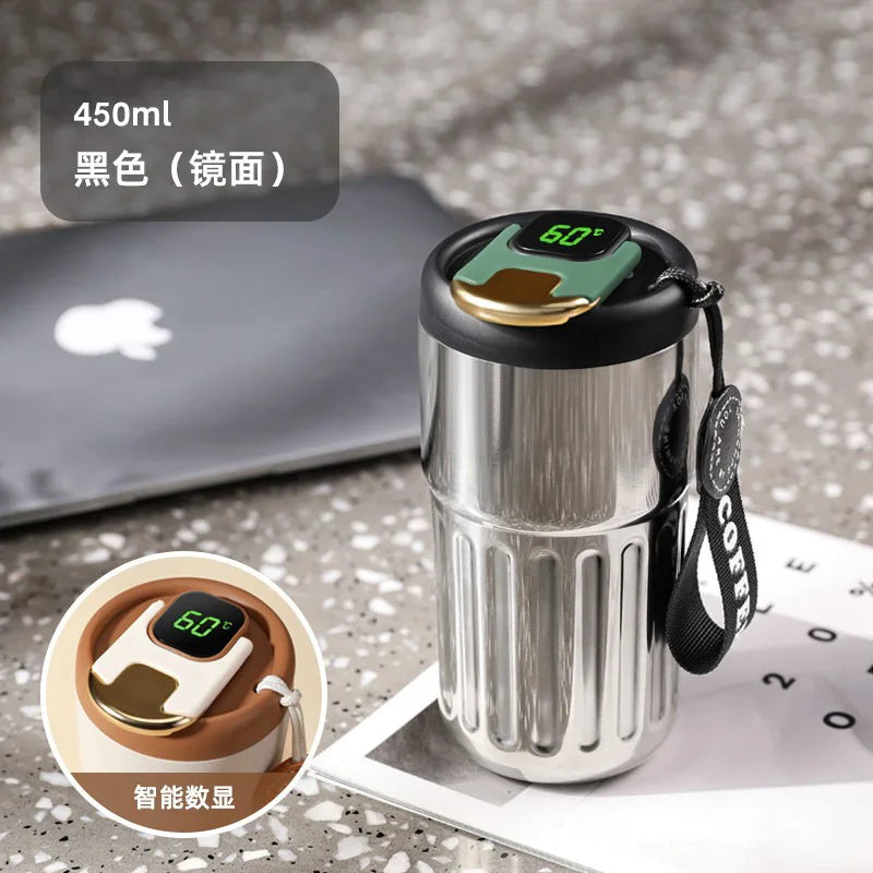 316 SS Smart Vacuum Insulated Thermos Flask - 24/12Hr Hot/Cold Retention, Leakproof, Minimalist Design, Travel Coffee Mug for