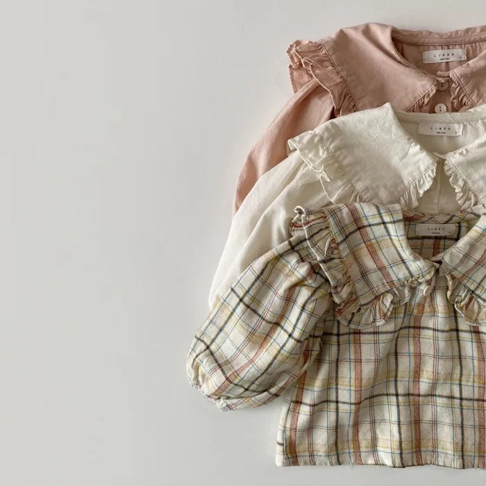 Spring Toddler Baby Girl's Shirt Clothing Casual Big Collar Sweet Lapel Long Sleeve Tops Blouse for Children 6M-24M Girls