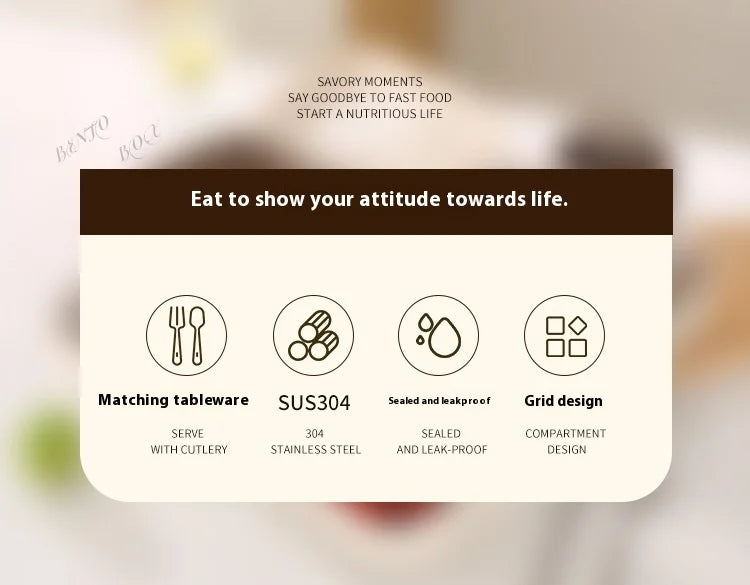 304 Stainless Steel Microwave Safe Partitioned Bento Box - Large Capacity Lunch Container for Students & Office Workers