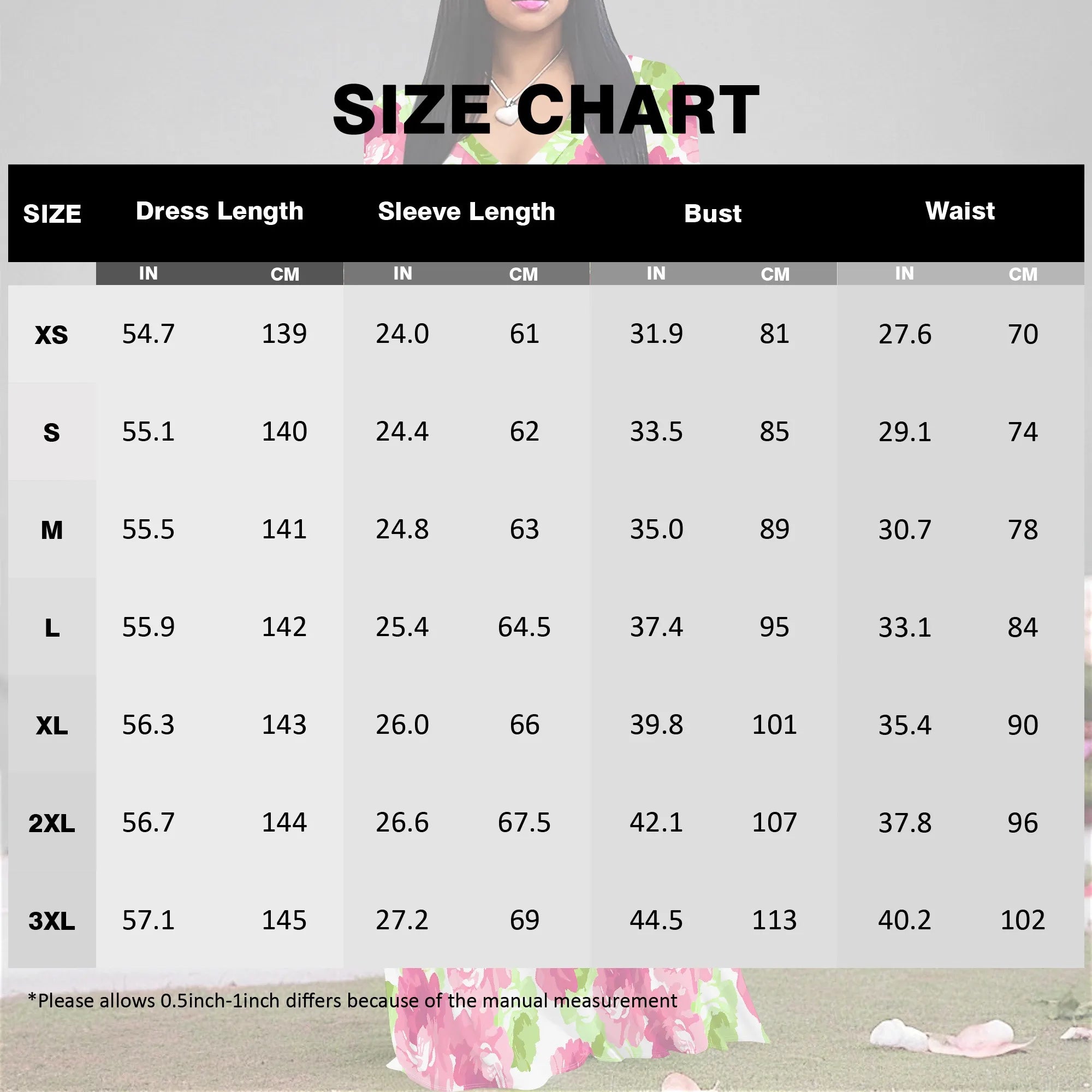 Pink Floral V-Neck Long Sleeve Maxi Dress Women Spring Summer Garden Style