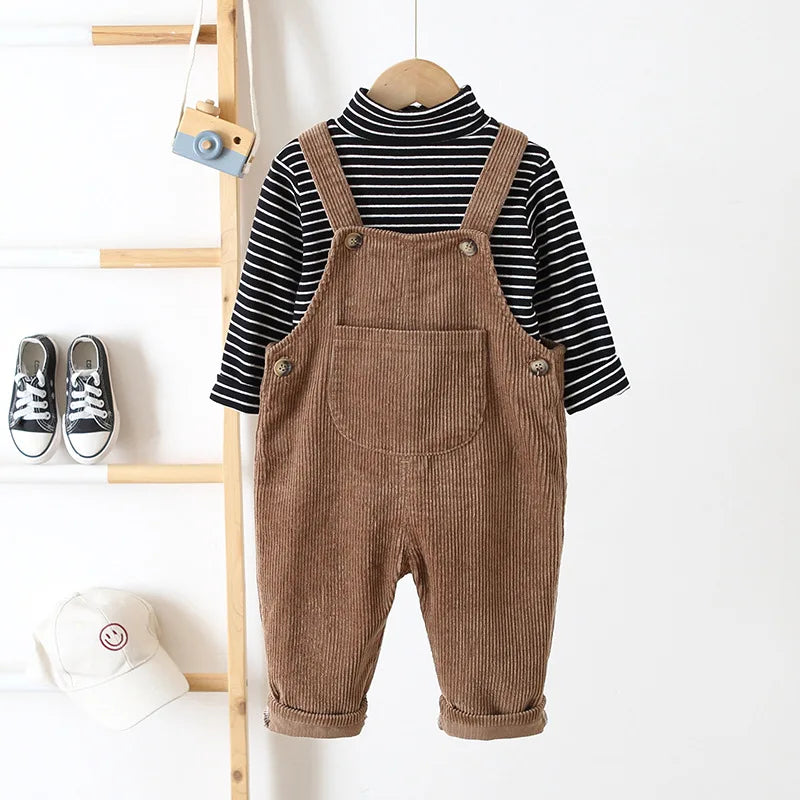 Baby Overalls Corduroy Jumpsuits Front Pocket Boys Girls Pants Kids Clothes For Children 0-3Y Unisex