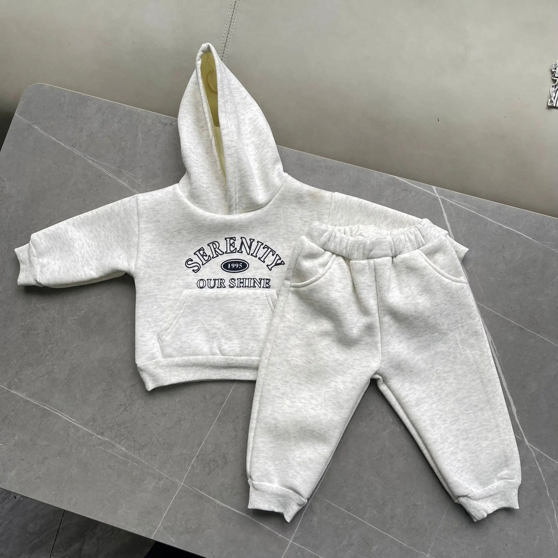 2025 Autumn Winter New Baby Letter Print Hooded Sweatshirt + Sweat Pants 2PCS Suit Boys Girls Casual Sports Set Kids Outfits 1-3Y