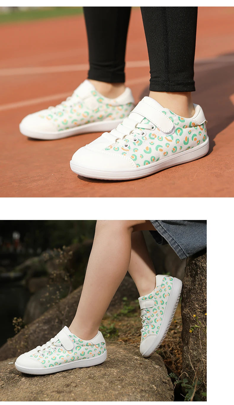 Blotevoetenschoenen voor kinderen, lichtgewicht ademende sneakers met brede neus voor sporten, hardlopen, tennis en buitenavonturen