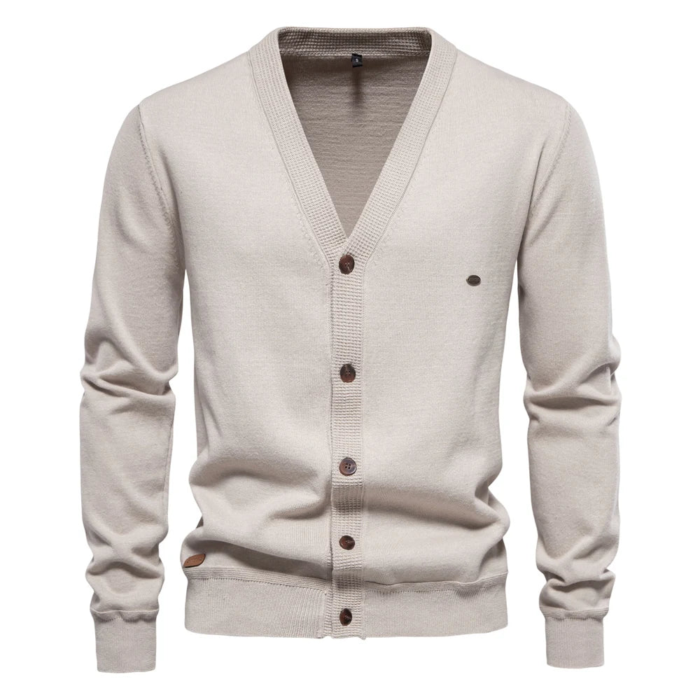 Men's Autumn Cotton Cardigan Sweater Casual Single Breasted Solid Colour High Quality Cotton Sweater For Men