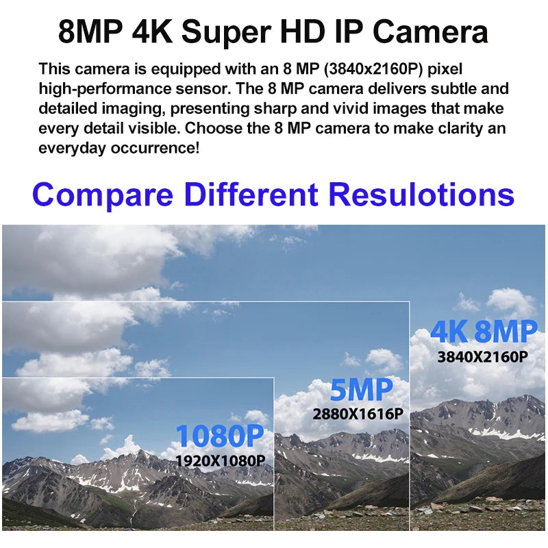 8MP Outdoor IP66 Waterproof POE 4K IP Camera UltraHD Bullet Type Metal White Security Camera Night Vision