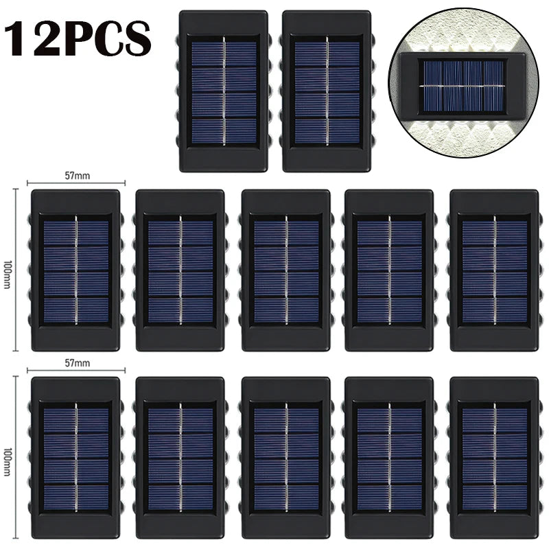10 LED Solar Wandlamp Buiten Waterdicht Zonne-energie Licht Omhoog en Omlaag Verlicht Huis Tuin Veranda Tuindecoratie